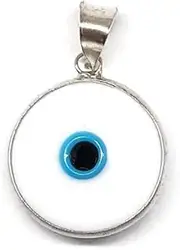 [MYSTIC JEWELS] by Dalia - Glass Evil Eye Pendant for Good Luck - 925 Sterling Silver - Diameter of Pendant 0,6 inches