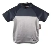 AND1 Mens Blue Gray Fleece Lined Short Sleeve Basketball Hoodie Jacket Shirt NEW