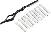 Coufce 11 Pieces Hair Styling Set - Stainless Steel Cutting and Texturizing Razors, Thinning Comb, 10 Replacement Blades (Black)