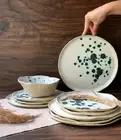 Ceramic Dinnerware Set of Dessert, Dinner Plates and Soup, Salad-Serving Bowl