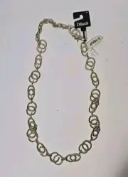 Gold Tone Geometric Double Ring Circular/Oval| Closure Waist Chain Belt ML