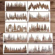 10 Pieces Pine Tree Stencils 14 x 6 inches Reusable Template Large Tree Stenc
