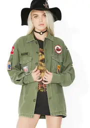 Vintage Patchwork Military Jacket