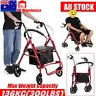 Red Black Walking Frame Lightweight Compact Foldable Rollator Mobility Walker