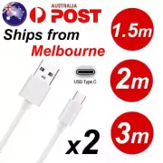 2x 2M 3M USB-C Type C Cable Type-C Charge Cord Charging Charger For Samsung AU