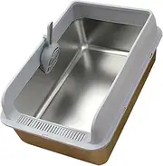 Fenteer Cat Litter Box Kitty Litter Pan Portable Cat Bedpan Sturdy Splashproof Easy Clean Toilet Open Top for Kitty Cats Kittens, Light Gray