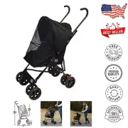 Lightweight Collapsible Pet Stroller with Mesh Ventilation - Ideal for Travel