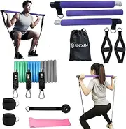 Multifunctional Pilates Bar Kit with Resistance Band, Pilates Equipment for Hip, Legs, Arm, Waist, Home Workout Equipment for Women & Men, Gym Fitness Exercise Bar for Strength, Yoga Pilates bar