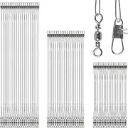 Fishing Leaders Kit, 60pcs Stainless Steel Fishing Leaders Saltwater Wire Leader Lines with Swivels Snaps Fishing Tackle Lures Bait Hook Connector 6/8/10inch