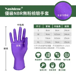 【Yashimo】優級紫色NBR無粉檢驗手套 100支/盒(NBR手套/食品手套/檢驗手套/拋棄式手套)