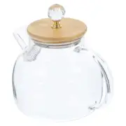 Bamboo Glass Kettle Transparent Water Pitcher Fruit Juice Pot Tea
