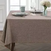 JUCFHY Rectangle TableCloth Linen Farmhouse Heavy Duty Fabric,Stain Brown 60x104