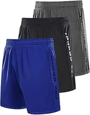 Inkpoo Men's 3 Pack Lightweight Workout Running Athletic Shorts with Pockets Quick Dry Short Pants for Training Athletic Gym