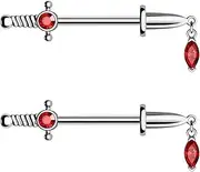 [CM Crareesi Mania] Dagger Nipple Ring 14G Gold Nipple Rings 316L Stainless Steel Nipple Piercing Jewelry Dangle Nipple Rings for Women Nipple Piercing Jewelry