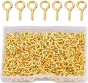 400Pcs Small Screw Eye Pins, Hooks Eyelets Screw Threaded Silver Clasps, for Cor