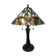 Amora Vintage Tiffany Table Lamp - Vines and Butterflies Table Night Light - ...