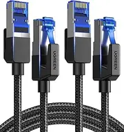 UGREEN 2 Pack Cat8 Ethernet Cable Braided 40Gbps 2000Mhz High Speed RJ45 Shielded Network Cord Compatible with Gaming PC PS5 PS4 Xbox Modem Router 1M