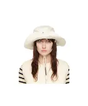 logo-tag cotton bucket hat L White