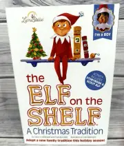 ELF ON THE SHELF -BOY- STORYBOOK AND SCOUT ELF Lumi Stella DARK TONE BROWN EYES