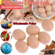 100 x Plastic Fake Chicken Eggs Poultry Layer Coop Hatching Simulation Dummy Egg