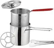 1Set Deep Fryer Pot Fry Pot with Fry Basket Lid for Indoor Outdoor Cooking for Fried Chicken Chips and Vegetables