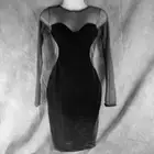 Dress The Population Black Velvet Sheer Decolletage & Longsleeve Dress XS S1E1