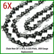 6XCHAINSAW CHAINS 325" 058 76DL for Baumr-Ag SX62 SX66 for 20" bar