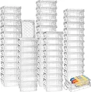 60 Pcs Crayon Boxes Plastic Clear Crayon Organizers and Storage Stackable Crayon Container with Lid Crayon Holder Bulk Crayon Case for Office School Classroom Supplies Pen Pencil Art Crafts