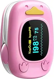 Penguin Finger Pulse Oximeter for Kids Children Infants Babies Pink | Blood Oxygen Saturation Monitor Heart Rate SPo2 PI OLED