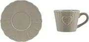 H&H 40906 Celine Set of 6 Coffee Cups, Stoneware, Grey, cc100, with Saucer, Earthware