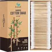 Isshah Bamboo Cotton Swabs - 500 Count - Vegan Cotton Swabs, Eco Friendly Double Tips, Plastic Free Ear Sticks, All Natural 100% Biodegradable Organic Cotton buds by