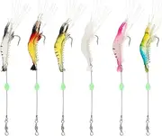 OriGlam 6pcs Saltwater Fishing Lures, Luminous Silicone Soft Shrimp Bait for Freshwater and Saltwater