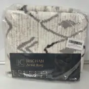 Jinchan Runner 3x12 Area Rug With Diamond Shapes Cream Gray And Black