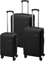 [WELL HOME MOBILIARIO & DECORACIÓN] Well Home Set of 3 20'' 24'' and 28'' ABS Suitcases in Black with Swivel Wheels, Black/White, Set of 3 suitcases, Black/White, Set of 3 suitcases