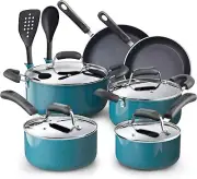 Cook N Home Nonstick Cookware Set 12-Piece, Induction Compatible, Turquoise