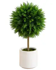 Nearly Natural 2.5ft Indoor/Outdoor UV-Resistant Artificial Cedar Ball Topiary Tree in Decorative Planter
