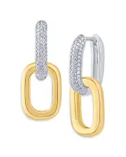 Kenneth Jay Lane Pave Link Drop Earrings in Rhodium Plated & 14K Gold Plated