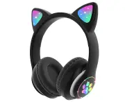 Bluetooth headphones children, foldable boy/girl headphones over ear, wireless children's headphones with LED light cat ears and microphone