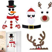 1/4Pcs Christmas Door Window Stickers Felt Snowman Santa Claus Elk Wall Sticker
