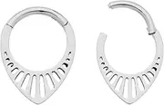 [365 Sleepers] Titanium Implant Grade 16G 8mm 10mm Tear Drop Hinged Segment Ring Helix Tragus Septum Clicker Nose Lip Hoop Earring Body Piercing Jewellery