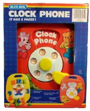 Toy Clock Phone Blue Box Toy With Two Faces Factory Vintage - #3271 Childs Toy