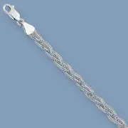 Triple Braided Fox Tail Anklet Ankle Bracelet Real Solid 14K White Gold
