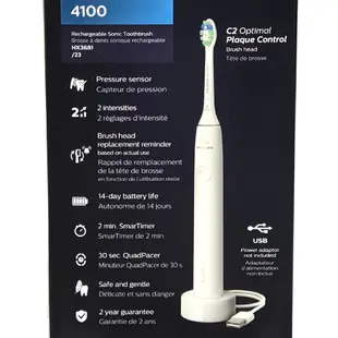 Philips Sonicare 4100 HX3681 USB充電 聲波音波震動電動牙刷 配C2牙刷頭【保固1年】