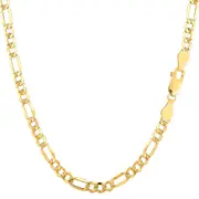 14k Yellow Gold Hollow Figaro Chain Bracelet, 3.5mm, 7.5"