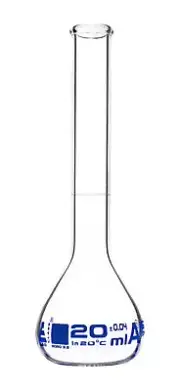 Eisco Labs 20ml Volumetric Flask - Class A - Borosilicate 3.3 Glass