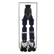 Convertible Button or Clip-On Suspenders with Leather Trim (Black)