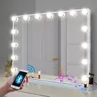 FENCHILIN Bluetooth Vanity Makeup Mirror With Lights Hollywood LED Mirrors Wall