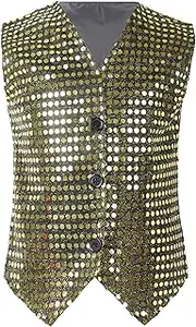 [Choomomo] Boys Girls Sequins Vest Jazz Hip Hop Dance Tops Sleeveless Stage Performance Waistcoat Party Jacket