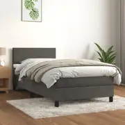 Box Spring Bed with Mattress Dark Grey 100x200 cm Velvet vidaXL