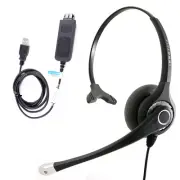 VoIP Headset with USB Headset Adapter for Office Computer, Jabra compatible QD